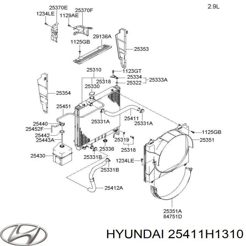 25411H1310 Hyundai/Kia Шланг системы охлаждения
