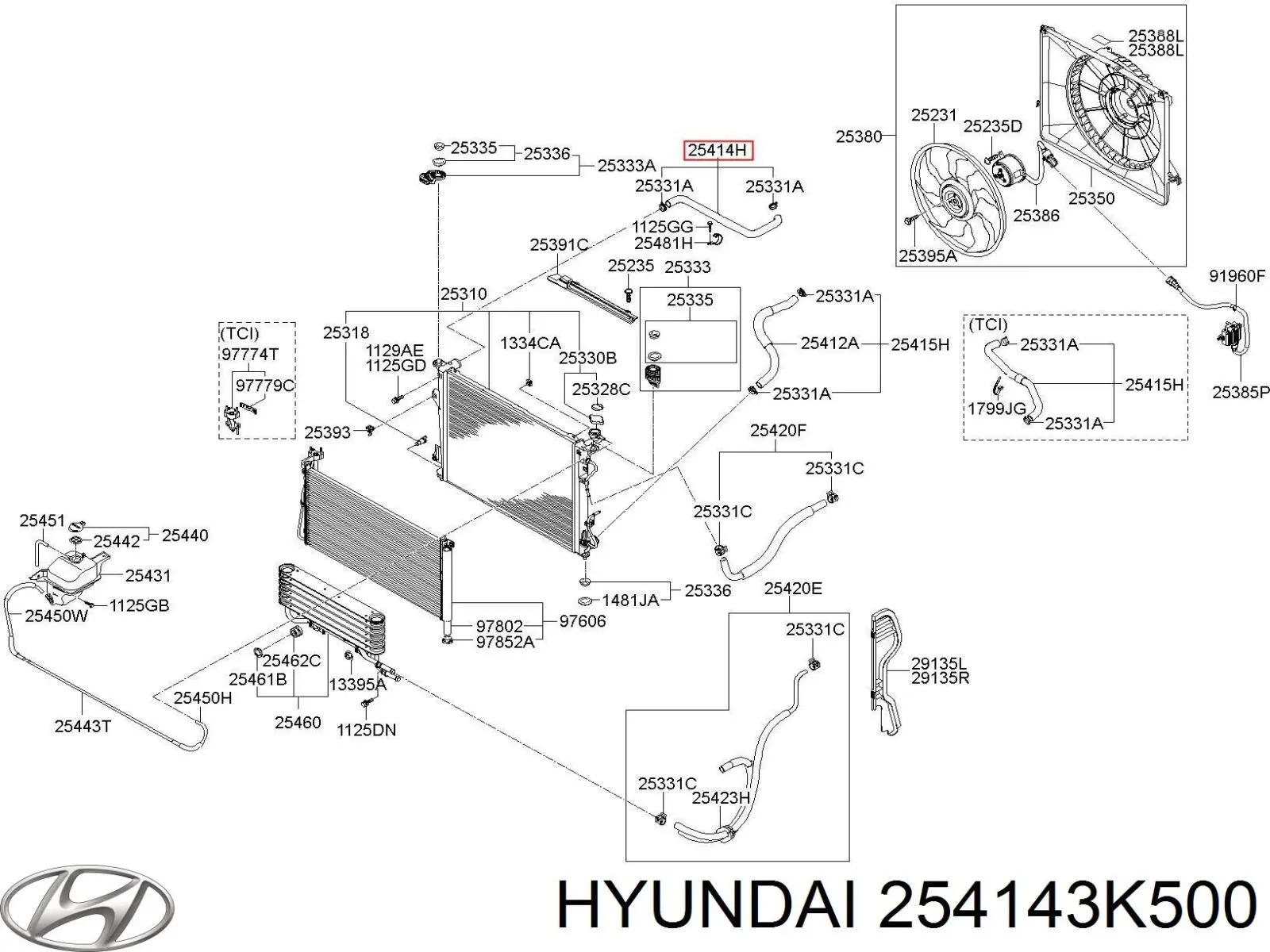 Шланг/патрубок радіатора охолодження, верхній 254143K500 Hyundai/Kia