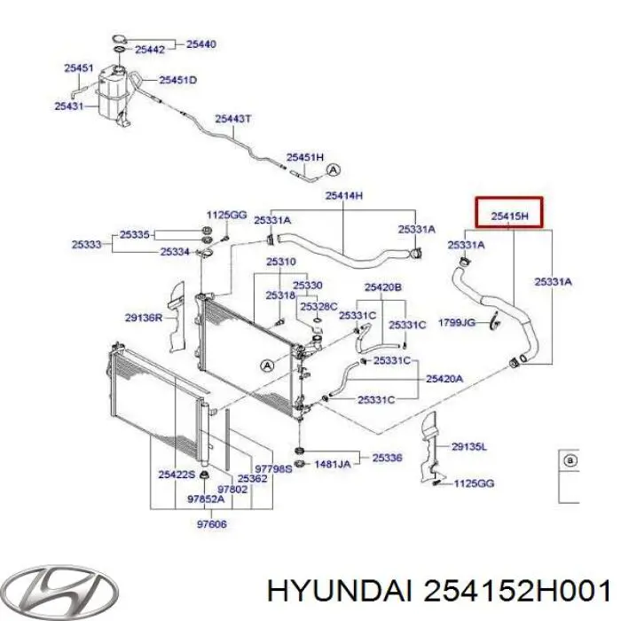 254152H001 Hyundai/Kia шланг (патрубок радиатора охлаждения нижний)