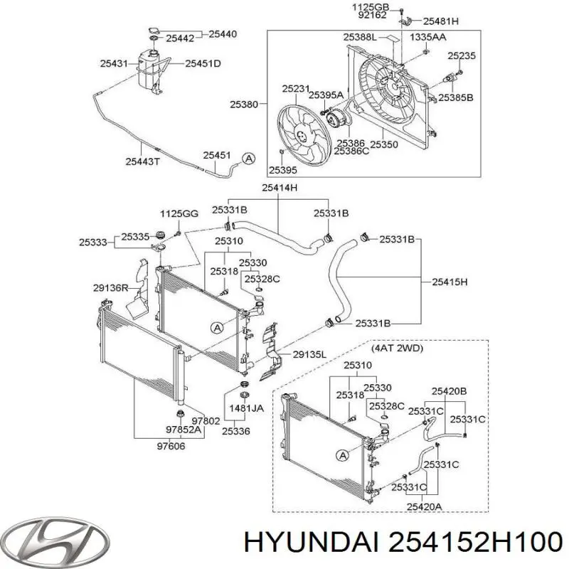 Нижний шлаг радиатора охлаждения 254152H100 Hyundai/Kia