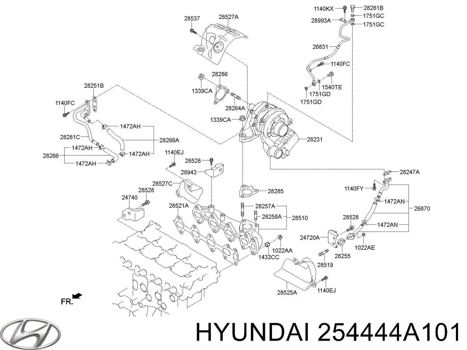Прокладка шланга отвода масла от турбины Hyundai/Kia 254444A101 цена, от 16.47 USD