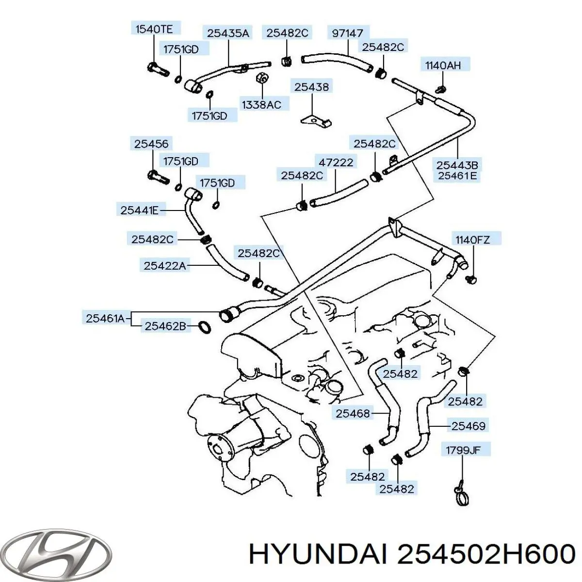 Патрубок радиатора 254502H600 Hyundai/Kia
