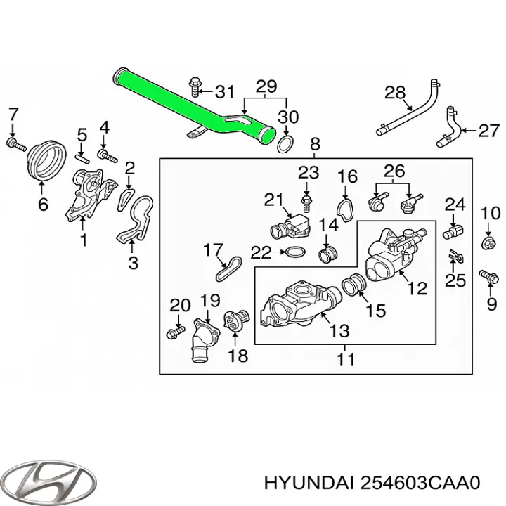 Купить 254603CAA0 Hyundai/Kia Трубопроводы и шланги системы охлаждения