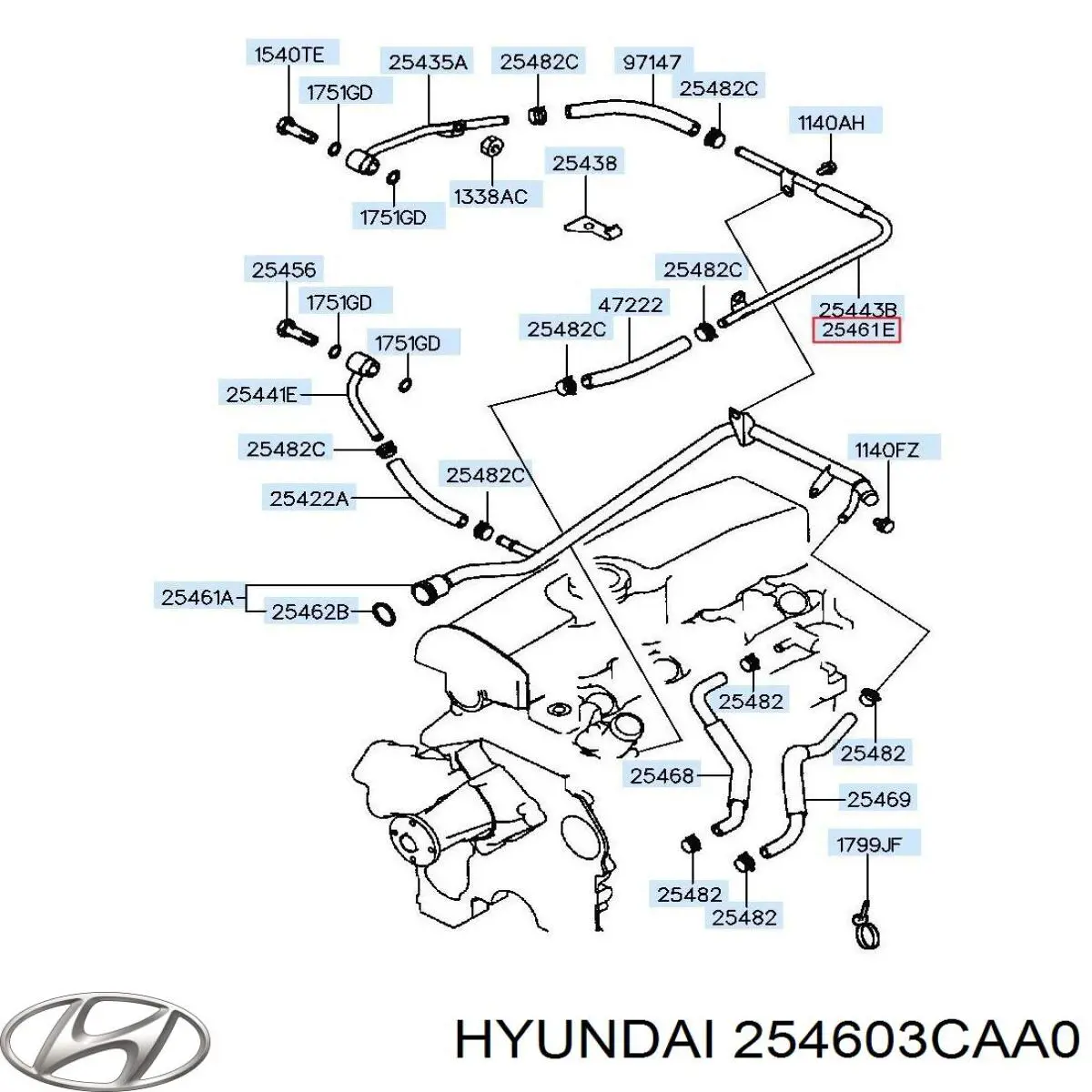 Шланг/патрубок системы охлаждения Hyundai/Kia 254603CAA0 цена, от 10.16 USD
