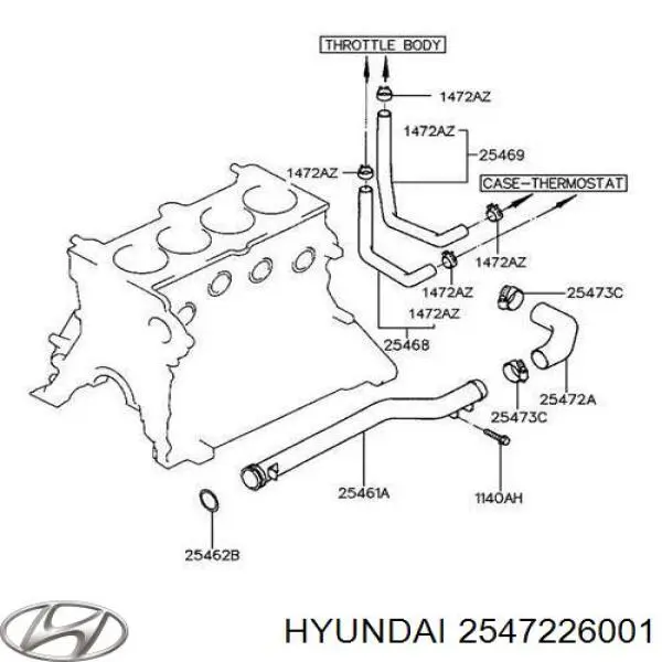2547226001 Hyundai/Kia шланг (патрубок системы охлаждения)