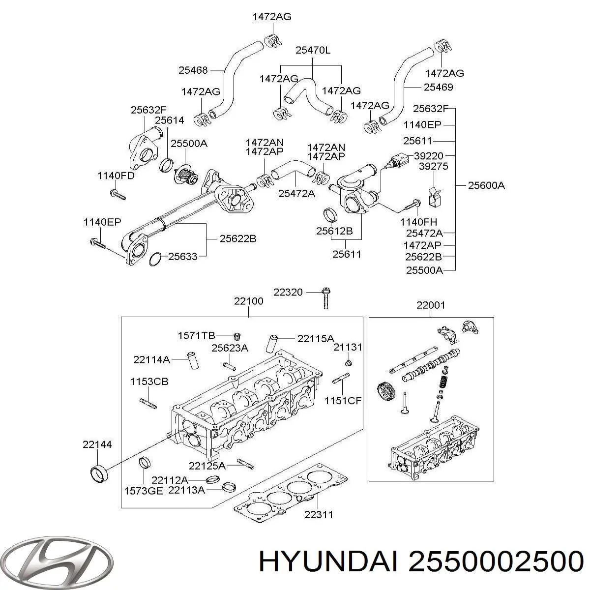 Термостат в сборе Hyundai/Kia 2550002500