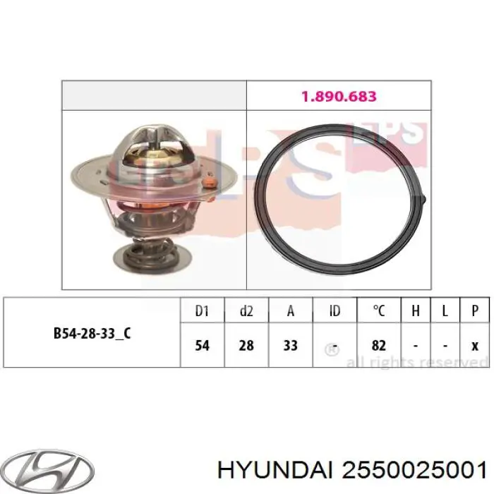 Termostato 2550025001 Hyundai/Kia