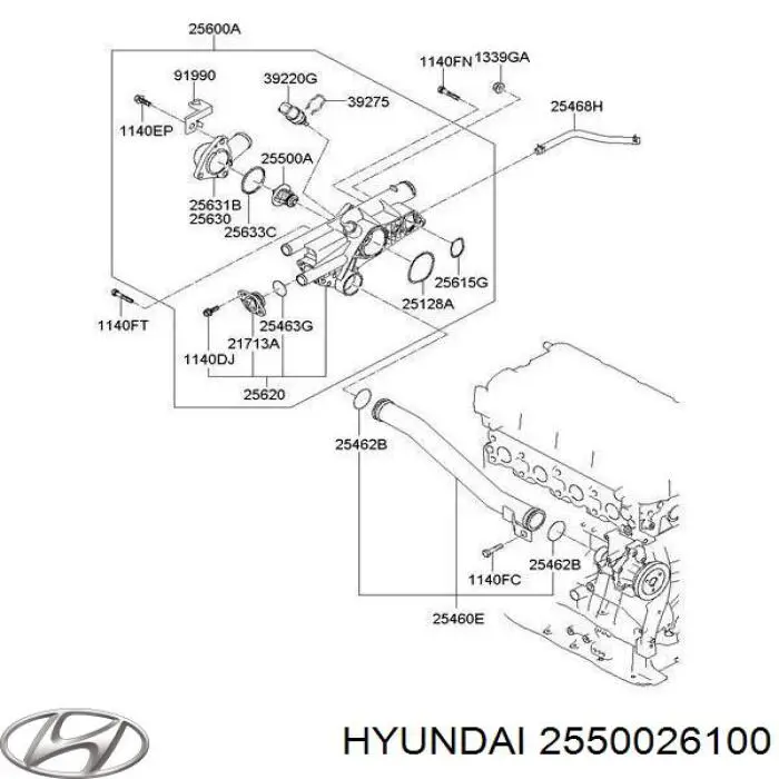 2550026100 Hyundai/Kia termostato