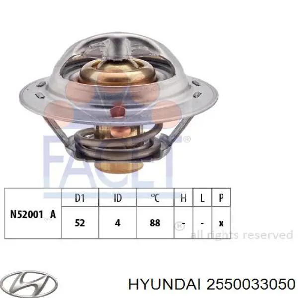 Termostato, refrigerante 2550033050 Hyundai/Kia