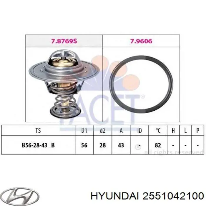 Termostato, refrigerante 2551042100 Hyundai/Kia