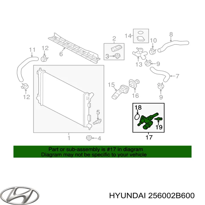 Фланец системы охлаждения Hyundai/Kia 256002B600 цена, от 15.24 USD