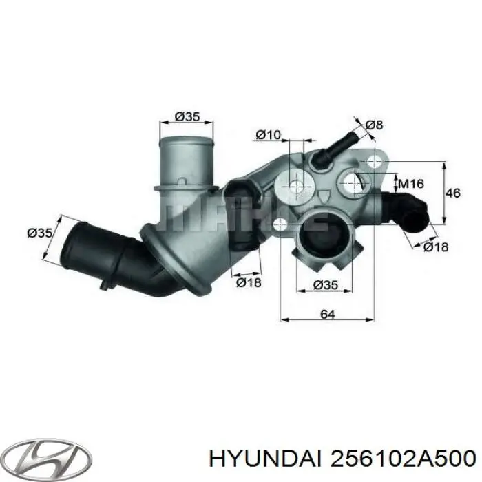 Кожух термостата Hyundai/Kia 256102A500 цена, от 13.94 USD