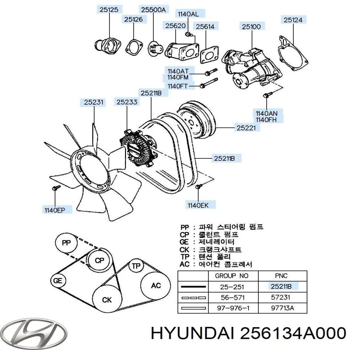 Купить 256134A000 Hyundai/Kia Корпус термостата
