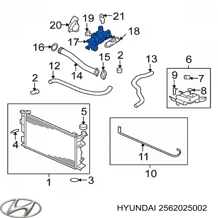 Корпус термостата на Hyundai Sonata NF