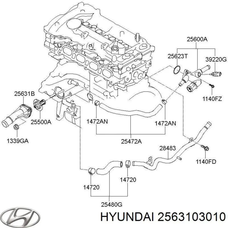 Крышка термостата Hyundai/Kia 2563103010 цена, от 5.92 USD