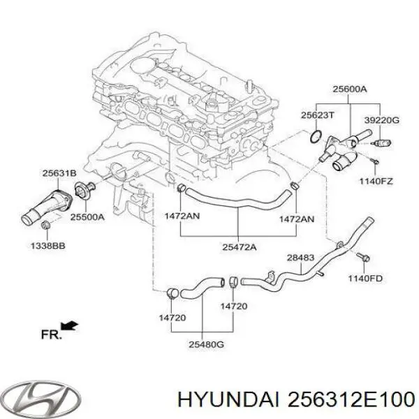 Крышка термостата Hyundai/Kia 256312E100 цена, от 19.64 USD
