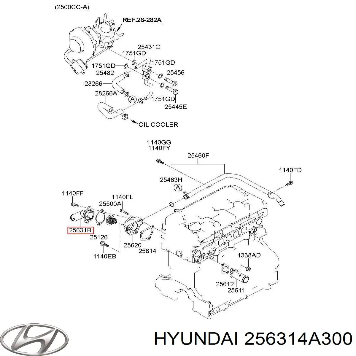Купить 256314A300 Hyundai/Kia Крышка термостата