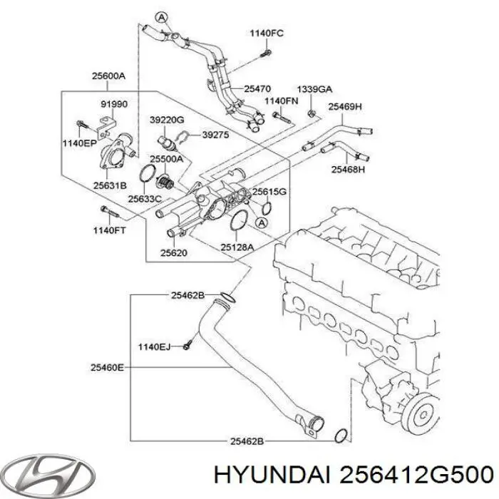 256412G500 Hyundai/Kia прокладка корпуса термостата