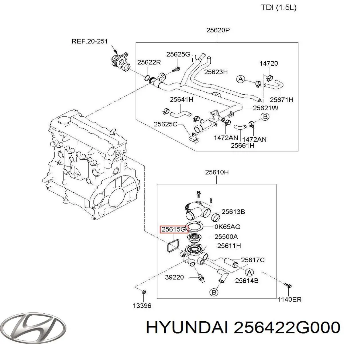 Vedante de caixa do termostato para Hyundai Sonata (YF)