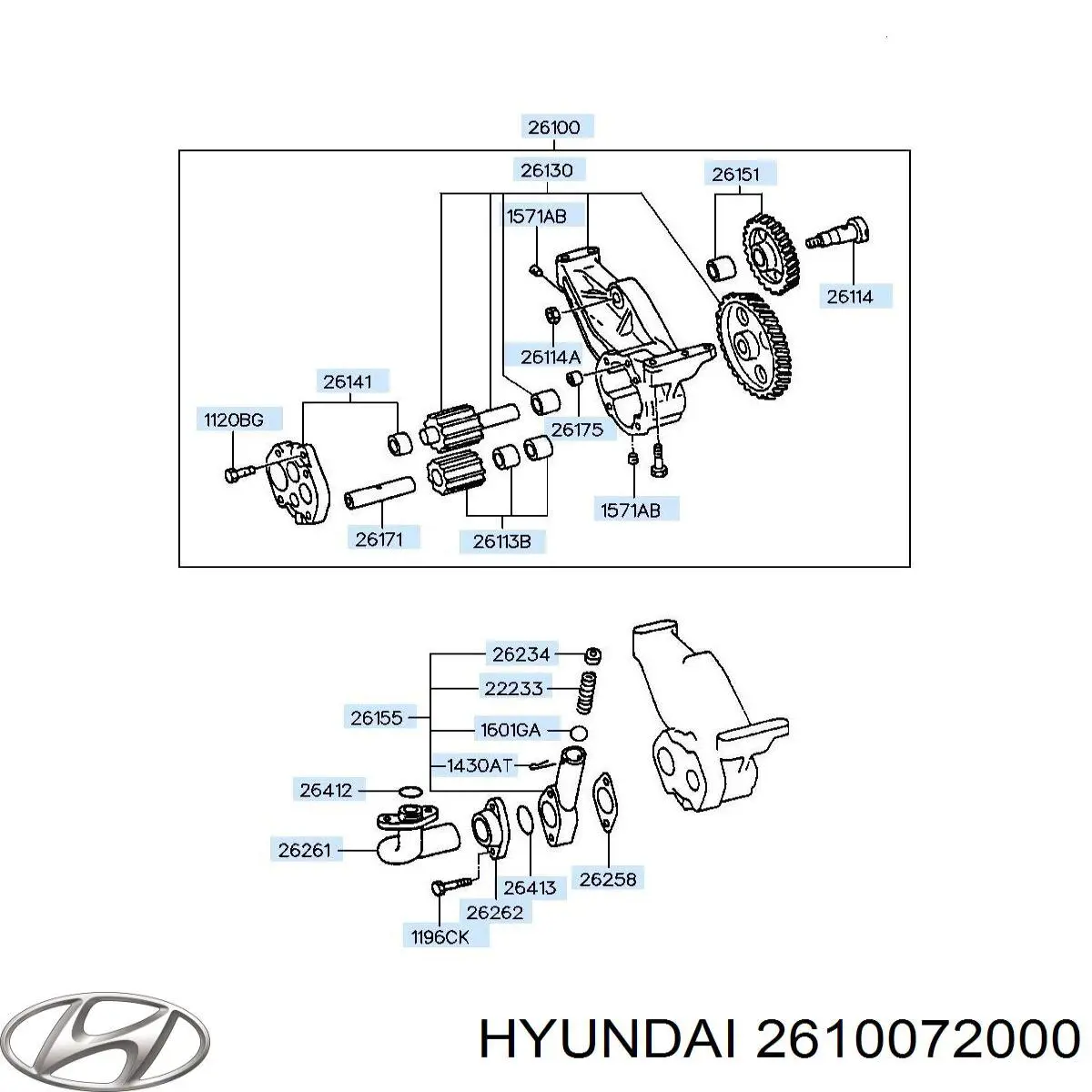 Купить 2610072000 Hyundai/Kia Насос маслозакачивающий