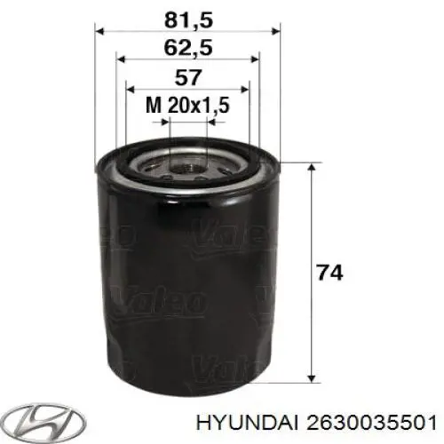 Масляный фильтр 2630035501 Hyundai/Kia