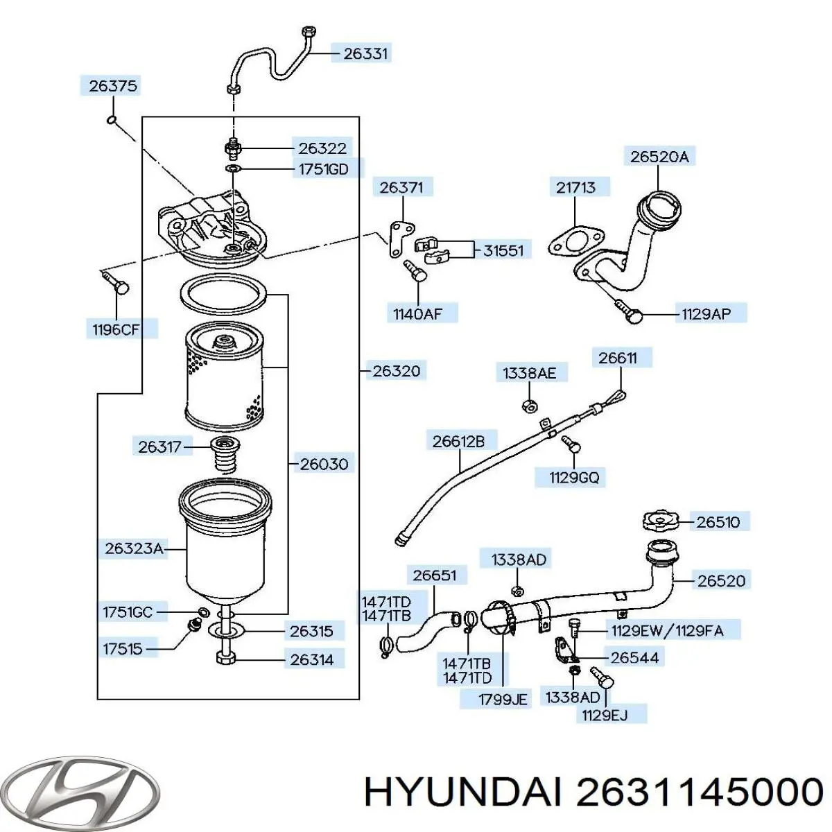 Фильтр очистки масла центробежный Hyundai/Kia 2631145000 цена, от 6.80 USD