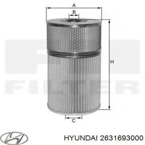 2631693000 Hyundai/Kia filtro de óleo