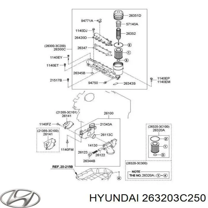 263203C250 Hyundai/Kia Масляный фильтр двигателя