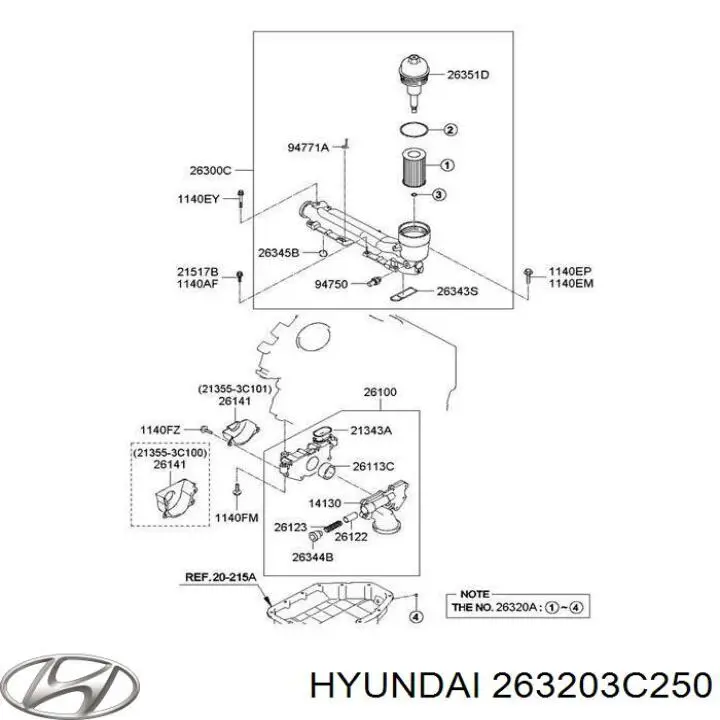 Фильтр масла Hyundai/Kia 263203C250