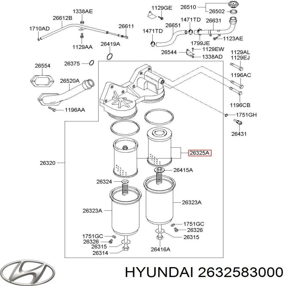 Масляный фильтр 2632583000 Hyundai/Kia