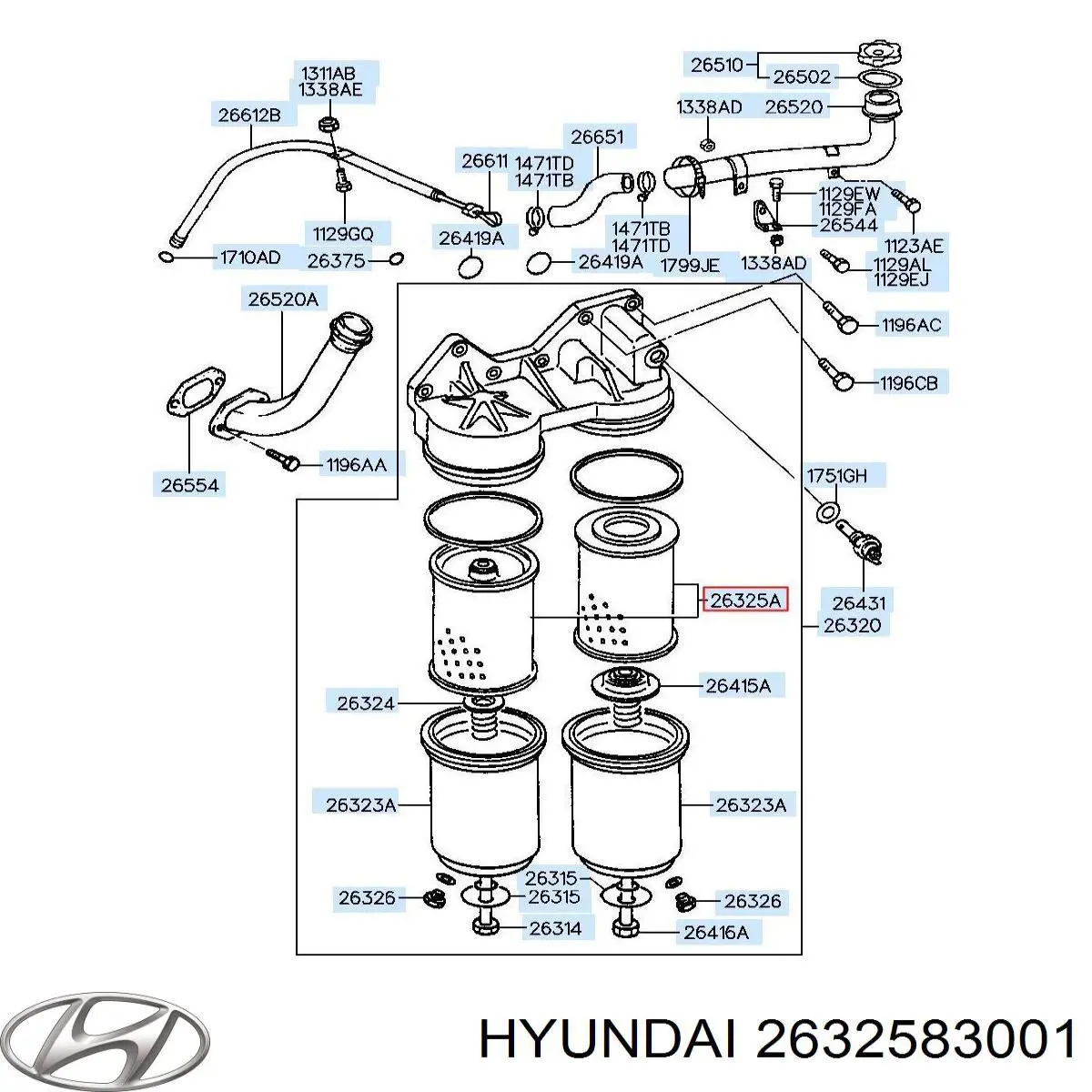 Масляный фильтр 2632583001 Hyundai/Kia