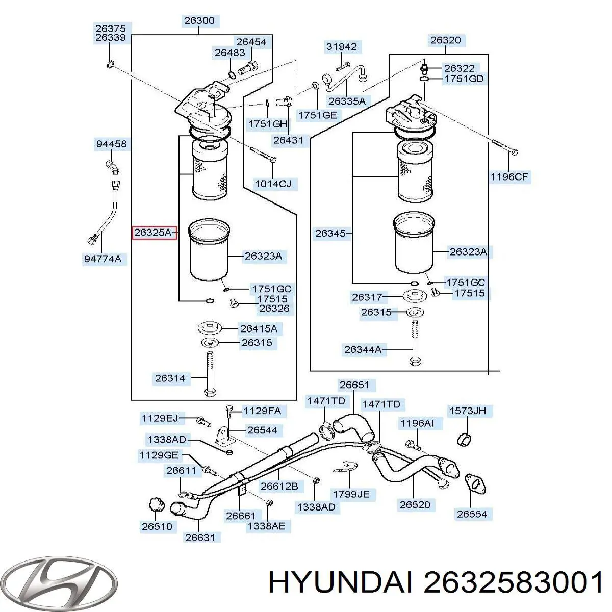 2632583001 Hyundai/Kia Масляный фильтр двигателя