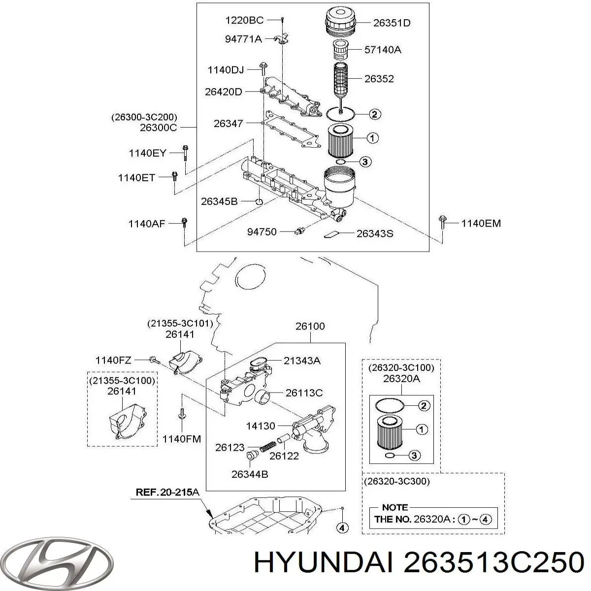 Корпус масляного фильтра 263513C250 Hyundai/Kia