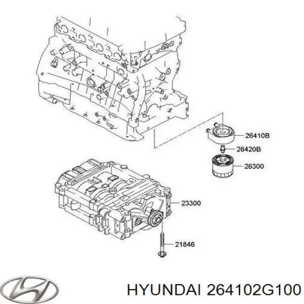 Radiador de óleo (frigorífico), debaixo de filtro para Hyundai Santa Fe (TM)