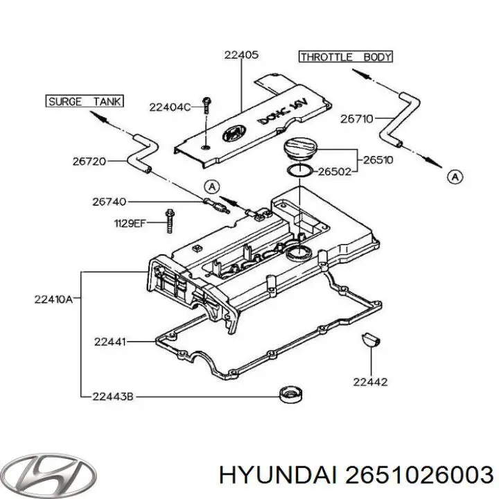 Купить 2651026003 Hyundai/Kia Крышка маслозаливной горловины