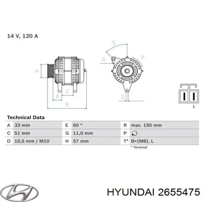Автомобильный генератор Hyundai/Kia 2655475 цена, от 88.69 USD