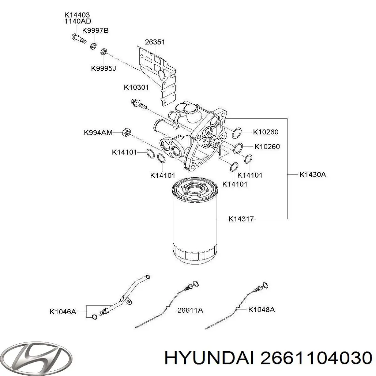 Купить 2661104030 Hyundai/Kia Индикатор уровня масла в двигателе