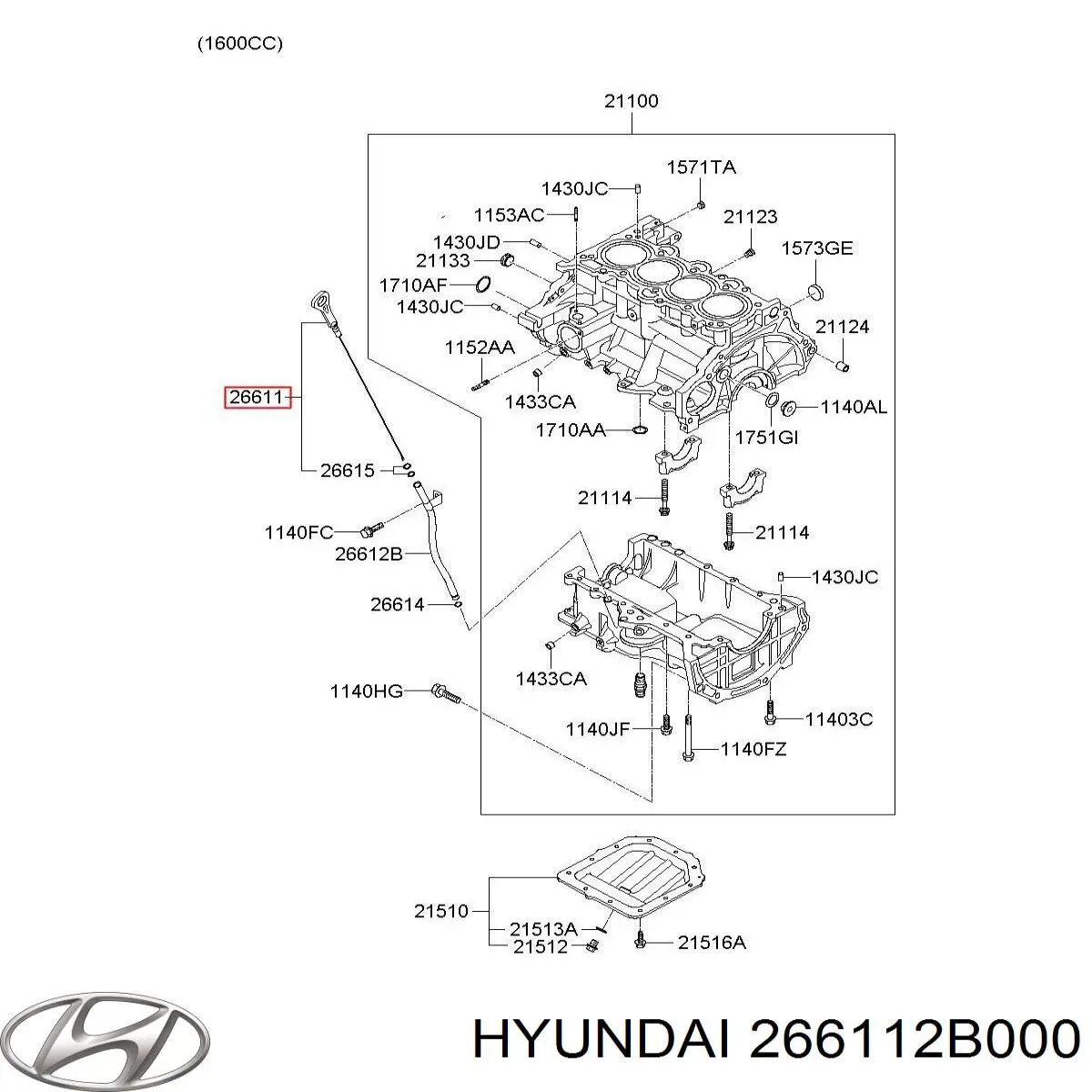 Sonda (indicador) do nível de óleo no motor para KIA Ceed  ED