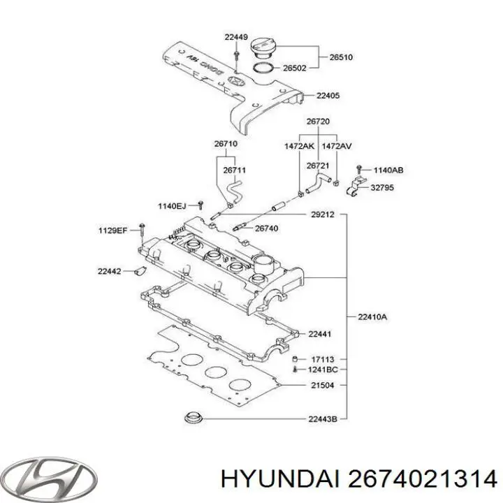 2674021314 Hyundai/Kia клапан pcv вентиляции картерных газов
