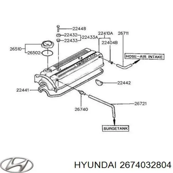 Клапан вентиляции картерных газов 2674032800 Hyundai/Kia
