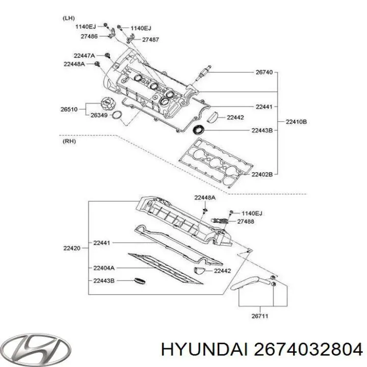 Клапан вентиляции картерных газов Hyundai/Kia 2674032800