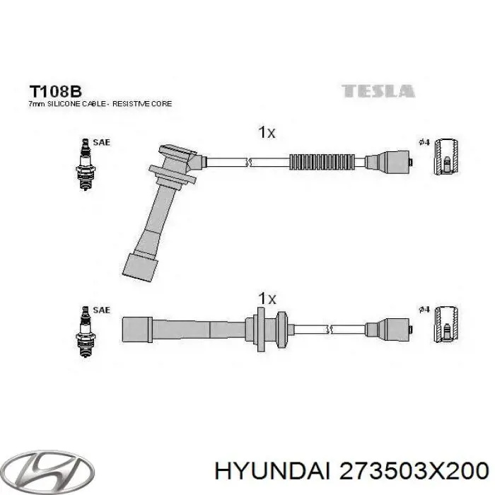273503X200 Hyundai/Kia провод высоковольтный, цилиндр №3