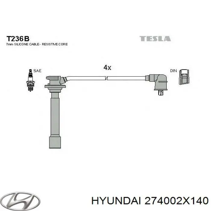 Провода зажигания Hyundai/Kia 274002X140 цена, от 18.53 USD