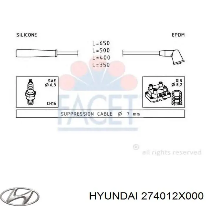 Провода зажигания Hyundai/Kia 274012X000 цена, от 16.71 USD