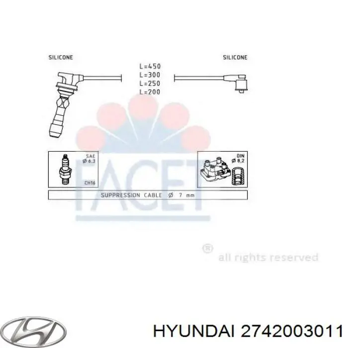 Провода зажигания Hyundai/Kia 2742003011 цена, от 42.87 USD