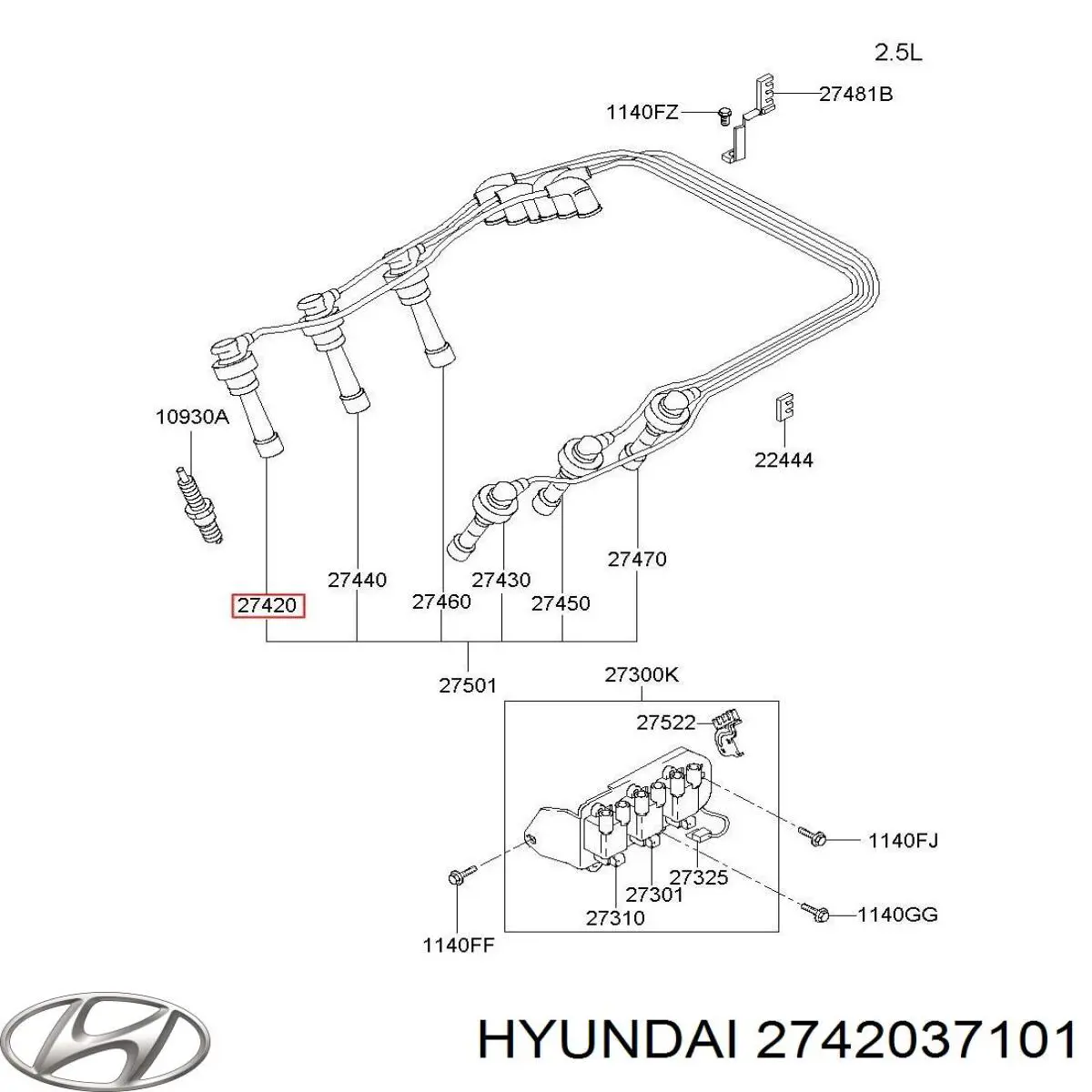 Высоковольтные провода 2742037101 Hyundai/Kia