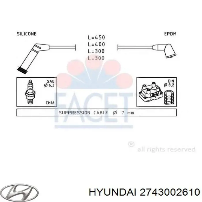 Купить 2743002610 Hyundai/Kia Провода высокого напряжения