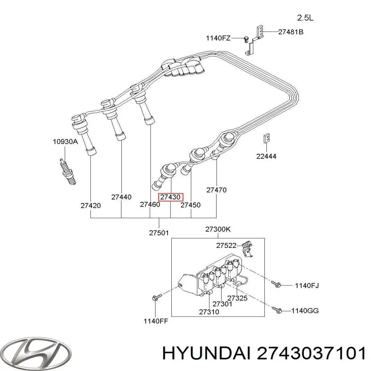 Высоковольтные провода 2743037101 Hyundai/Kia