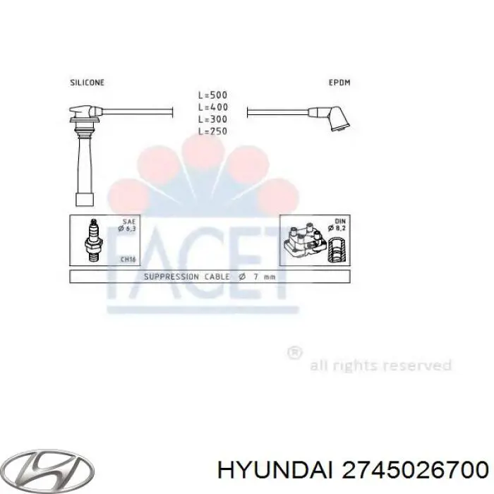 Купить 2745026700 Hyundai/Kia Провода высокого напряжения