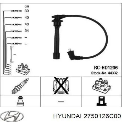 2750126C00 Hyundai/Kia fios de alta voltagem, kit